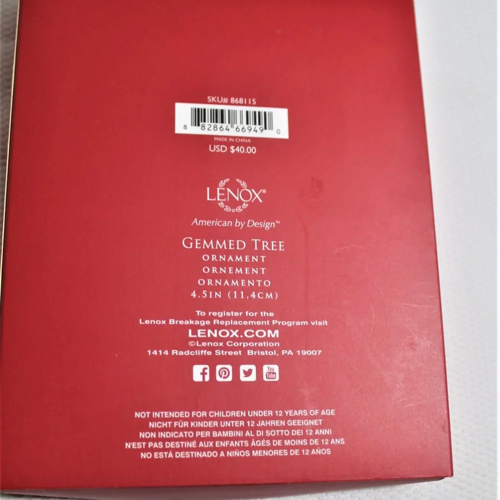 Lenox Gemmed Christmas Tree Ornament NIB